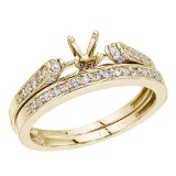 Certified 14K Yellow Gold Bridal Ring Set 0.23 CTW