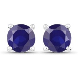 5.50 Carat Emerald, Glass Filled Ruby and Glass Filled Sapphire .925 Sterling Silver Earrings