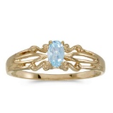 Certified 14k Yellow Gold Oval Aquamarine Ring 0.14 CTW