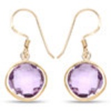 14K Yellow Gold Plated 11.86 Carat Genuine Amethyst .925 Sterling Silver Earrings