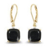 14K Yellow Gold Plated 6.59 Carat Genuine Black Onyx and White Topaz .925 Sterling Silver Earrings
