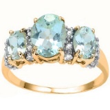 2.85 CARAT TW (19 PCS) BLUE TOPAZ & BLUE TOPAZ 10K SOLID YELLOW GOLD RING