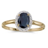 Certified 14k Yellow Gold Oval Sapphire And Diamond Ring 0.82 CTW