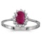 Certified 14k White Gold Oval Ruby And Diamond Ring 0.38 CTW