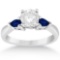 Pear Three Stone Blue Sapphire Engagement Ring 14k White Gold (1.40ct)