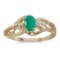 Certified 14k Yellow Gold Oval Emerald And Diamond Ring 0.32 CTW