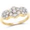 14K Yellow Gold Plated 0.11 Carat Genuine White Diamond .925 Sterling Silver Ring