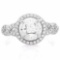 5 3/4 CARAT (57 PCS) FLAWLESS CREATED DIAMOND 925 STERLING SILVER HALO RING