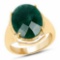 14K Yellow Gold Plated 7.80 Carat Dyed Emerald .925 Sterling Silver Ring