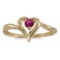 Certified 10k Yellow Gold Round Rhodolite Garnet Heart Ring 0.12 CTW