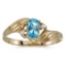 Certified 10k Yellow Gold Oval Blue Topaz And Diamond Ring 0.42 CTW