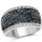 0.87 Carat Genuine Blue Diamond and White Diamond .925 Sterling Silver Ring