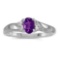 Certified 14k White Gold Oval Amethyst And Diamond Ring 0.36 CTW