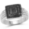 0.55 Carat Genuine Black Diamond and White Diamond .925 Sterling Silver Ring