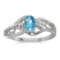 Certified 10k White Gold Oval Blue Topaz And Diamond Ring 0.41 CTW