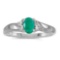 Certified 14k White Gold Oval Emerald And Diamond Ring 0.33 CTW