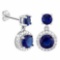CREATED BLUE SAPPHIRE 925 STERLING SILVER EARRINGS