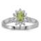 Certified 10k White Gold Oval Peridot And Diamond Ring 0.27 CTW
