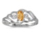 Certified 10k White Gold Oval Citrine And Diamond Ring 0.16 CTW