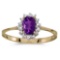 Certified 14k Yellow Gold Oval Amethyst And Diamond Ring 0.36 CTW