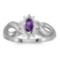 Certified 10k White Gold Marquise Amethyst And Diamond Ring 0.21 CTW