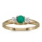Certified 10k Yellow Gold Round Emerald And Diamond Ring 0.2 CTW