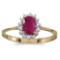 Certified 14k Yellow Gold Oval Ruby And Diamond Ring 0.38 CTW