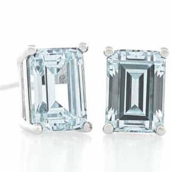 1 1/4 CARAT AQUAMARINE 925 STERLING SILVER EARRINGS