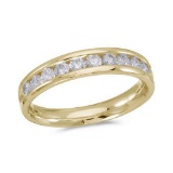 Certified 14K Yellow Gold Diamond Diamond Band Ring 0.77 CTW