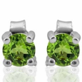 0.6 CARAT TW (2 PCS) PERIDOT PLATINUM OVER 0.925 STERLING SILVER EARRINGS