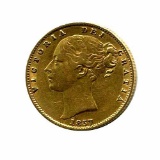 Great Britain Gold Sovereign 1857 Shield VF