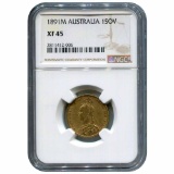 Australia gold sovereign 1891M XF45 NGC