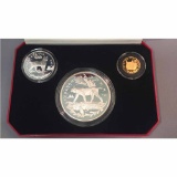 Russia 3 Coin Silver and Gold Proof Set 1995 Lynx