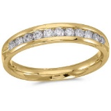 Certified 14K Yellow Gold Diamond Diamond Band Ring 0.5 CTW