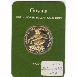 Guyana 1976 100 dollar gold Proof