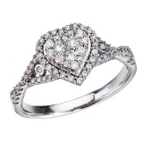 Certified 14K White Gold Diamond Clustaire Ring 0.5 CTW