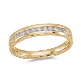 Certified 14K Yellow Gold Diamond Diamond Band Ring 0.25 CTW
