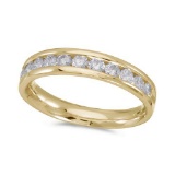 Certified 14K Yellow Gold Diamond Diamond Band Ring 1 CTW