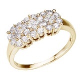 Certified 14K Yellow Gold .75 Ct Diamond Cluster Ring 0.75 CTW