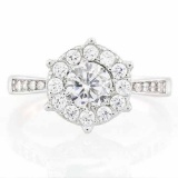 1 1/4 CARAT (25 PCS) FLAWLESS CREATED DIAMOND 925 STERLING SILVER HALO RING