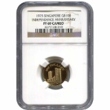 Singapore $100 Gold 1975 PF69 NGC 10th Anniversary of Independence