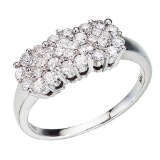 Certified 14K White Gold Diamond Clustaire Ring 0.75 CTW
