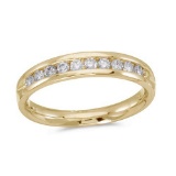 Certified 14K Yellow Gold Diamond Diamond Band Ring 0.33 CTW