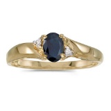 Certified 14k Yellow Gold Oval Sapphire And Diamond Ring 0.41 CTW