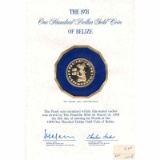 Belize 1978 100 dollar gold Proof