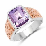 14K Rose Gold Plated 2.65 Carat Genuine Amethyst .925 Sterling Silver Ring