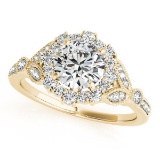 CERTIFIED 18K YELLOW GOLD 1.13 CT G-H/VS-SI1 DIAMOND HALO ENGAGEMENT RING