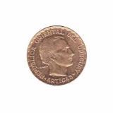 Uruguay 5 pesos gold 1930 AU-UNC