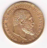 Wurttemburg 10 mark gold 1901-1913 AU-UNC