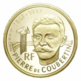 France 500 francs gold PF 1991 Olympics Coubertin